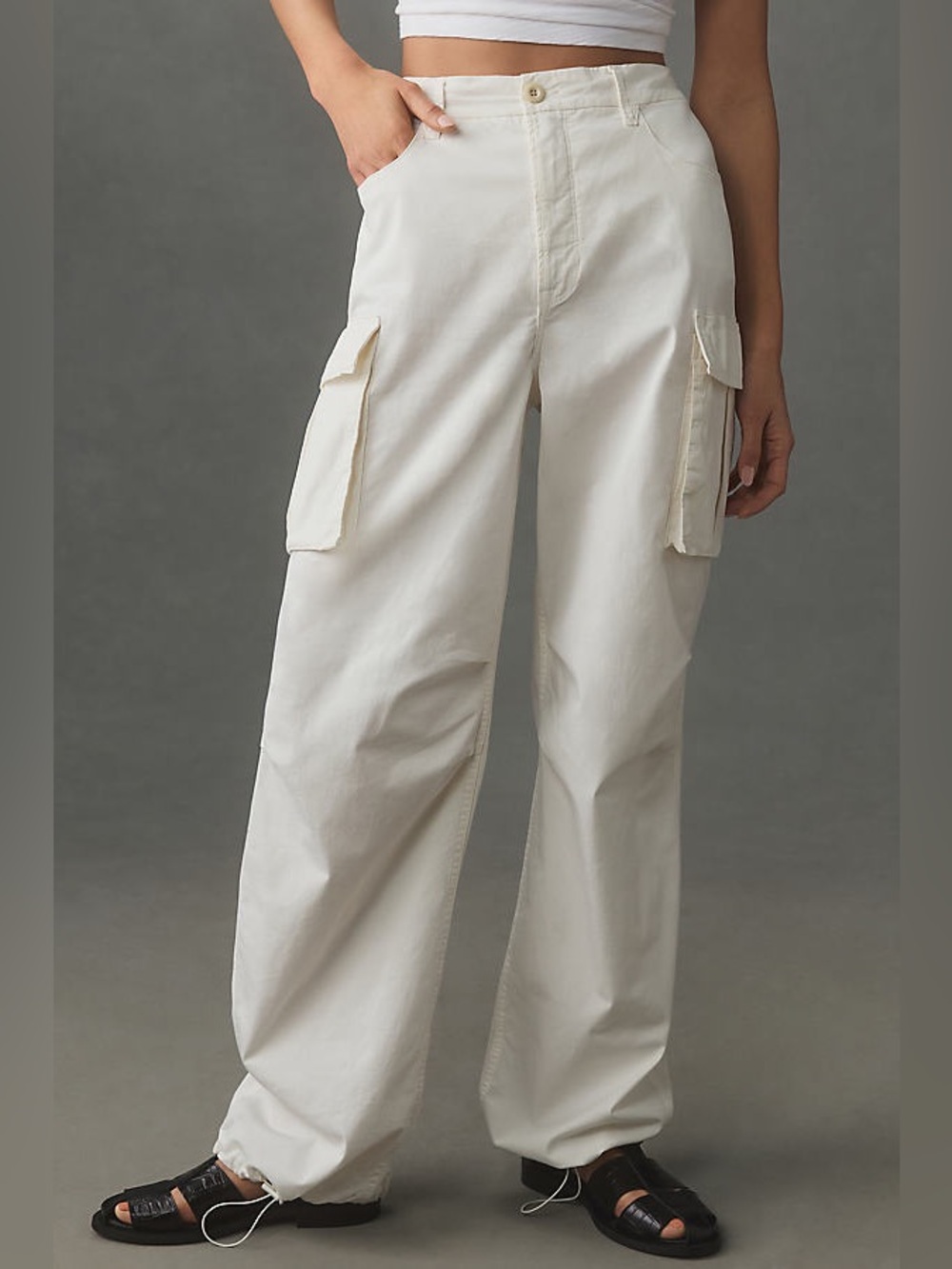 NWT Good American White Baggy Cargo Pants